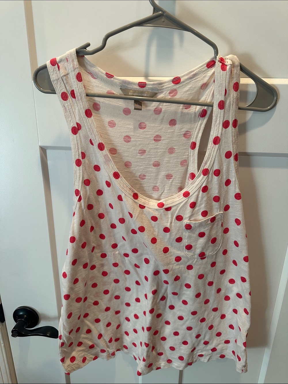 Banana Republic White Tank Top with Red Polka Dots